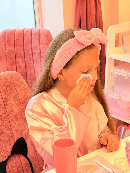 A mini facial with a cotton pad