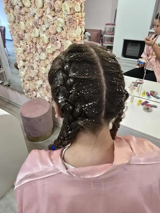 Braids with hair glitter